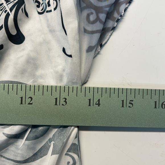 ONE WORLD Dress Knee Length Black White Gray Studded Mesh Flutter Sleeve Small - Picture 9 of 10